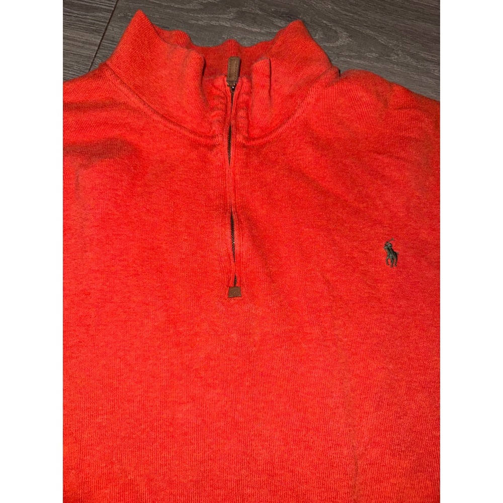 Polo Ralph Lauren Mens 3XB Orange Pima Cotton Quarter Zip Pullover Sweater